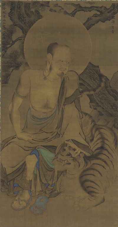 Arhat Kalika (Karika Sunja), Nanbokucho dönemi, 14. yüzyılın ortası (ipek üzerine mürekkep ve renk) by Ryozen